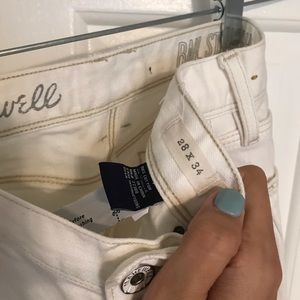 Madewell White Raw Hem Rail Straight Jeans
